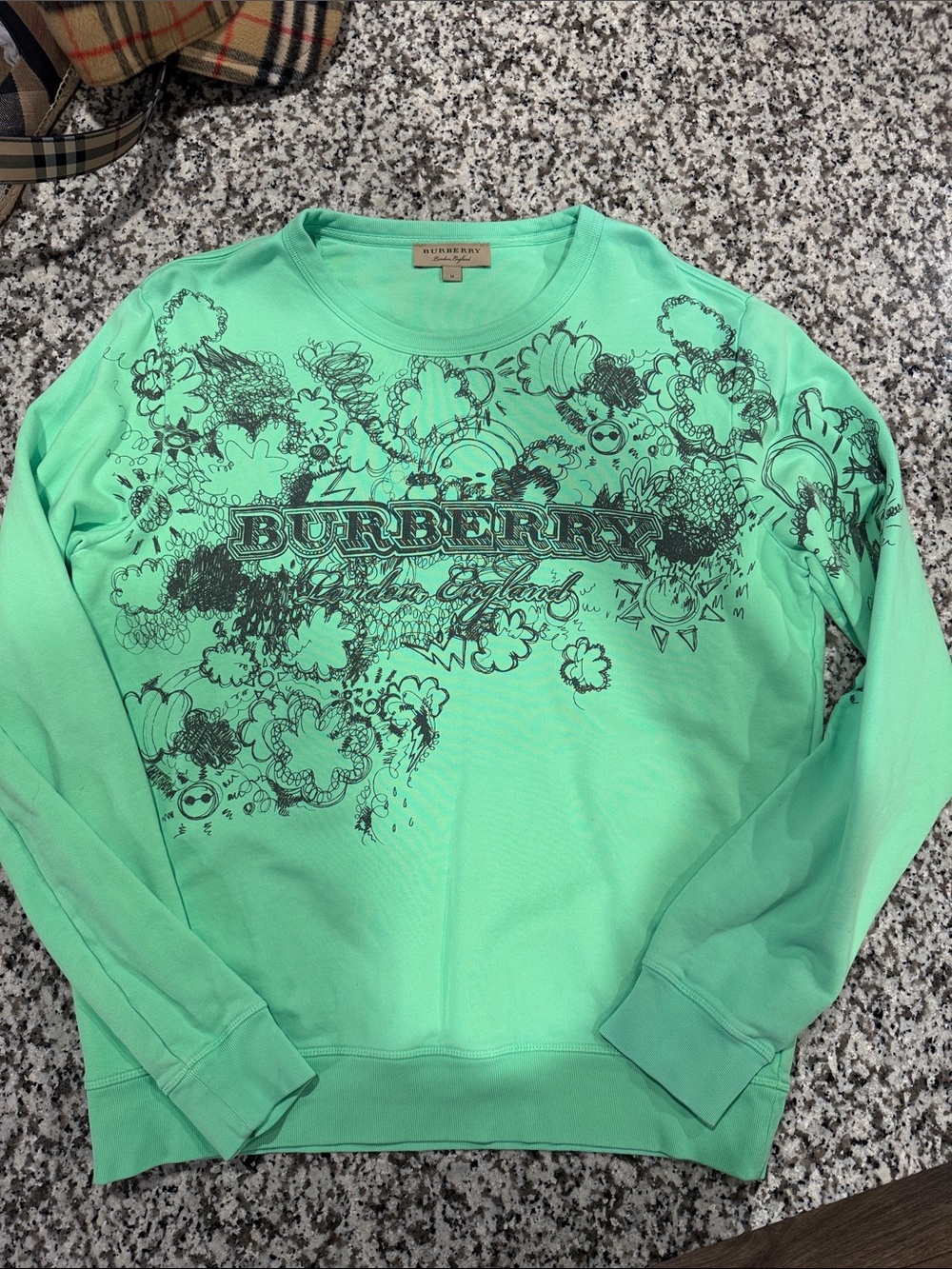 Burberry Mint Green Crewneck with Black Graphic Logo